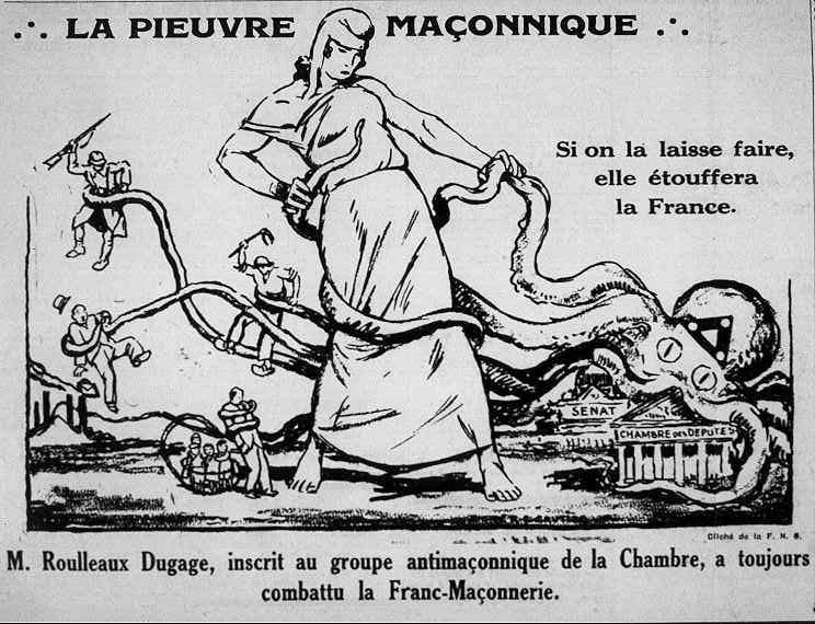 Dans Le Courrier de Flers, 1936, la pieuvre maccedil;onnique