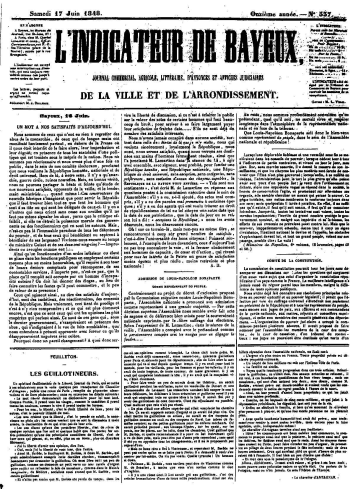 L'Indicateur de Bayeux, 1848