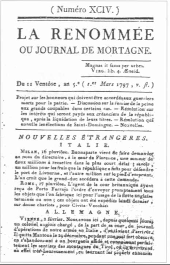 La Renommée ou Journal de Mortagne, 1797