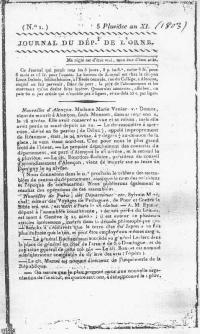 Journal du d*partement de l'Orne, 1803
